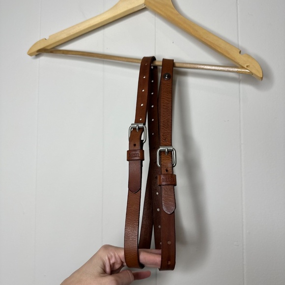 Diesel Women’s Double Leather belt, Size XS-S, National brown color main image 15